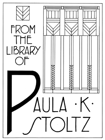 Ex Libris Bookplate Frank Lloyd Wright design style